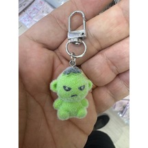 Yeşil Sevimli Canavar Figürlü Peluş Charm Anahtarlık Çanta Ve Anahtar Süsü