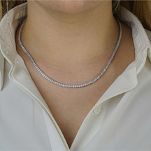 Modagümüşevi Pırlanta Tasarımlı Kare Model 925 Ayar Gümüş Su Yolu Kolye