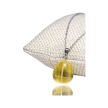 Erilsa Doğal Limon Kuvars Taşı Kolye Çok Renkli