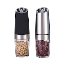 Createtech Elektrikli Karabiber Ve Tuz Değirmeni Seti, Akülü, Tek Elle Kullanım, Gümüş