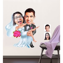 Kişiye Özel Evleniyoruz Karikatürlü Duvar Sticker 50X70CM 9
