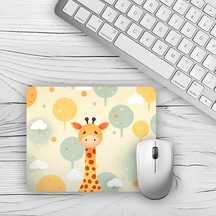 Sevimli Zürafa Tasarımlı Baskılı Kaymaz Taban 18x22 Cm Mouse Pad