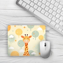 Sevimli Zürafa Tasarımlı Baskılı Kaymaz Taban 18x22 Cm Mouse Pad