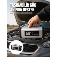 Dijital Göstergeli Akü Takviye Cihazı, Lastik Şişirme, Powerbank Ve Led Işıklı Çok Amaçlı Oto Bakım Cihazı Mh-hs0291-8643