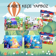 4 Set 96 Parça Tox Oyun Parkı Ve Deniz Kızı 5+ Keçe Yapboz 5