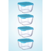 Mavi Kapaklı 4'lü Snowbox Saklama Kabı Takımı - 275cc Beyaz