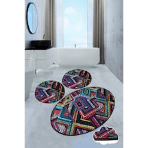 Maglie Djt 3 Lü Set Banyo Halısı Paspas Klozet Takımı Çok Renkli