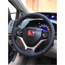 Honda Cıvıc Fb7 Araç İçin Kırmızı Dikişli Çift Desenli Deri Araç Direksiyon Kılıfı Siyah