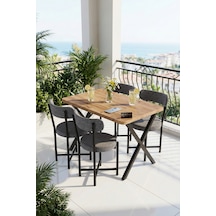Bezos Mutfak Masası 4 Sandalyeli Set 110x70 Cm Modern Bahçe Cafe Masa Takımı 4 Kişilik Tedy 9880 Gri Ventra