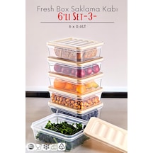 Ny Home 6'lı Set Etiketli Freshbox Mikrodalga Ve Difrize Uygun Saklama Kabı Krem