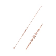 Gümüş Rose Zirkon Taşlı Kayan Yıldızlar Bileklik Barcode Gümüş