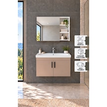 Latte 80 Cm, Lavabolu Banyo Dolabı, Lavabo Dahil, Ayna Dahil, Beyaz - Latte