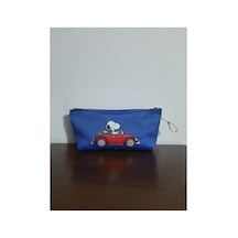Snoopy And Car Desenli Tasarım Kalemlik - Makyaj Çantası Diğer