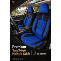 Ford Focus Sedan 2011-2018 Uyumlu Apex Serisi Tay Tüyü Bel Destekli Mavi Siyah Koltuk Kılıfı