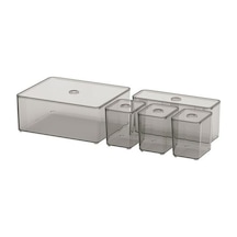 5 Parça Kutu Seti. Füme Renk Ikea Makyaj-takı-kozmetik Düzenleme