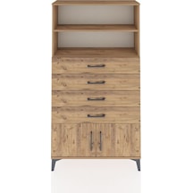 Arges Dolap 2 Raflı 4 Çekmeceli 2 Kapaklı 88x30x163 Çam-çam Çam