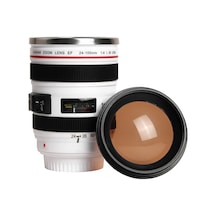 Geeksen Fotoğrafçılar İçin Özel Kamera Lensli Termos Kahve Kupası - 400ml Sızdırmaz Çelik Seyahat Bardağı Beyaz