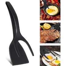 Pişirme Maşası Kavrama Ve Çevirme Maşası Spatula 2si 1 Arada Maşa Plastik Siyah Diğer
