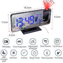 Gül Altın & Beyaz Led Dijital Projeksiyon Çalar Saat Elektronik Çalar Saat Projeksiyon İle Fm Radyo Zaman Projektörü Yatak Odası Başucu Sessiz Saat