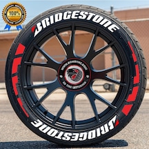 Bridgestone Lastik Yazısı + Kırmızı Şerit 16 Adet Lastik Sticker