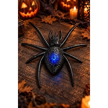 Siyah Led Işıklı Örümcek Dekor Süsü Halloween Cadılar Bayramı Parti Süsleme Aksesuarı 16x15 Cm Diğer