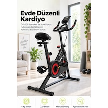 Kochler Spin Kondisyon Bisikleti 4 Kg Volanlı, Ayarlanabilir Dirençli Egzersiz Bisikleti Kırmızı Siyah - Kırmızı
