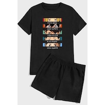 Uyguntarz Cosplay Haikyuu Baskı Şort Takım Siyah