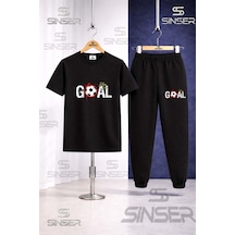 Ss Sinser Çocuk Goal Lekelı Yazı Top Baskılı Tişort Eşofman Takımı Siyah