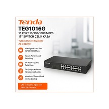 Tenda Teg1016g 16 Port 10/100/1000 Mbps 19" Switch Çelik Kasa