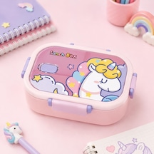 2 Bölmeli 304 Paslanmaz Çelik Çocuk Beslenme Kabı, Kilitli Lunch Box,pembe Çok Renkli