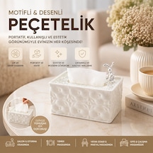 Barotti Dmr-9916 Dekoratif Dikdörtgen Peçetelik 18.4x12.5x9cm Beyaz Yaylı Masaüstü Diğer