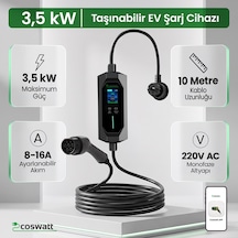 3.5 KW 16A 10M Taşınabilir Elektrikli Araç Şarj Cihazı