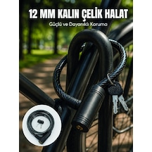 Anahtarlı Çelik Halat Kilit 12 Mm Güçlü Bisiklet Kilidi 80 Cm Pvc Kaplamalı Elektrikli Scooter Ve Motosiklet Uyuml Diğer
