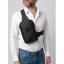 Dikey Slim Fit Telefon Ve Cüzdan Çantası 2 Bölmeli Ayarlanabilir Askılı Su Itici 600d Kumaş Emre Çanta Dikim Evi Siyah