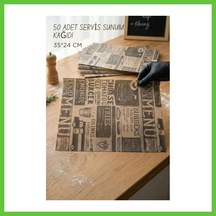 Bezos Vintage Tasarım Servis Sunum Kağıdı & Yağlı Kağıt Seti 35x24 Cm Dmc Çok Renkli