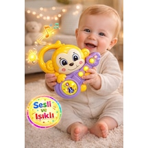 Sesli Ve Işıklı Gitar Çalan Maymun Bebek Oyuncağı - 14 Cm