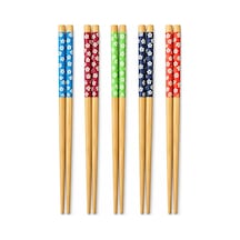 10 Parça Bambu Chopstick, 5 Çift Japon Çin Kore Tipi Asya Yemek Çubuğu Seti, Çin Çubuğu Çok Renkli