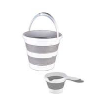 Çeyizci Çarşı Katlanabilir Akordiyon Silikon Su Kovası Ve Maşrapa Koçero Set Kova 2'li Set Pratik Katlanır