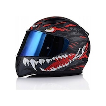 Ls2 Rapıd 2 Kaıju Mat Siyah-kırmızı Fullface Motosiklet Kaskı Mavi Camlı Sıyah-Kırmızı