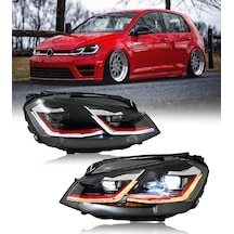 Vw Golf 7 2013-2016 Mk7 Kırmızı Kayar Sinyalli J Ön Far