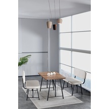 Hayat 70x110 Atlantik Mutfak Masası, Mutfak Masası Takımı, Yemek Masası, 2 Benchli - Krem Krem