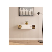 Lena 70cm Duvara Monte , Kapaklı, Modern Dresuar Beyaz-altın Beyaz-altın
