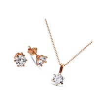 Argentum Concept - Gümüş Rose Tek Taş Set