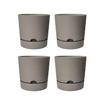 Toxa Begonya Saksı Tabaklı Drenajlı Mat Plastik Çiçek Saksısı 4 Adet, 3,3 Litre, 18cm, Bej