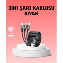 Mey İthalat Çoklu Usb Şarj Kablosu 1,2m Hızlı Şarj, 3a Güçlü Akım