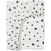 Çocuk Odası Lastikli Çarşaf 90x200 cm Ikea Beyaz-Siyah Yıldız Des