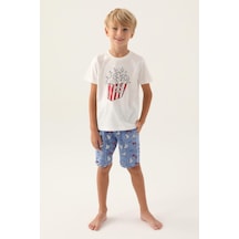 Rolypoly Erkek Çocuk Bermuda Krem Pijama Takımı 3373 001