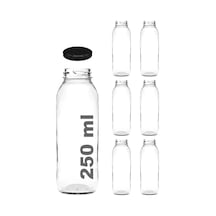 Afracam Meyve Suyu Şeffaf 250 ml Metal Kapaklı Cam Şişe 6 Adet