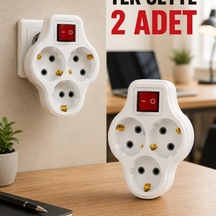 2 Li Set Anahtarlı 3 Lü Priz Çoğaltıcı Direkt Prize Takılan Kablosuz Çoklayıcı Diğer