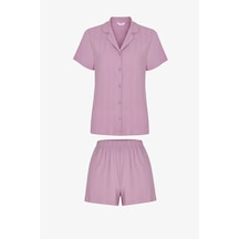 Penti Pembe Violet Gömlek Şortlu Pijama Takımı